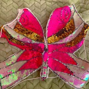 Y2K butterfly sequin halter top